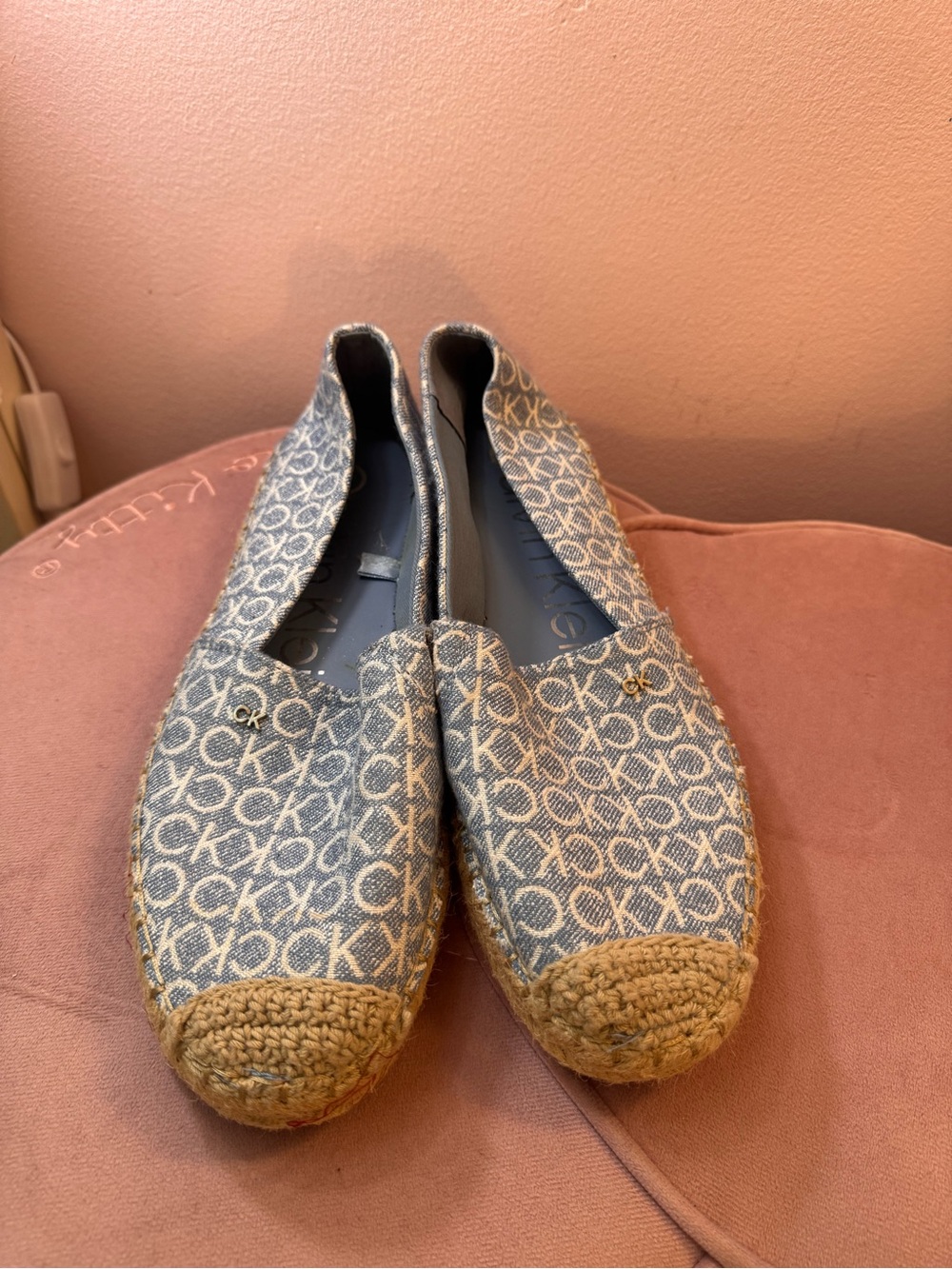 Calvin Klein Blue Monogram Espadrille Flats